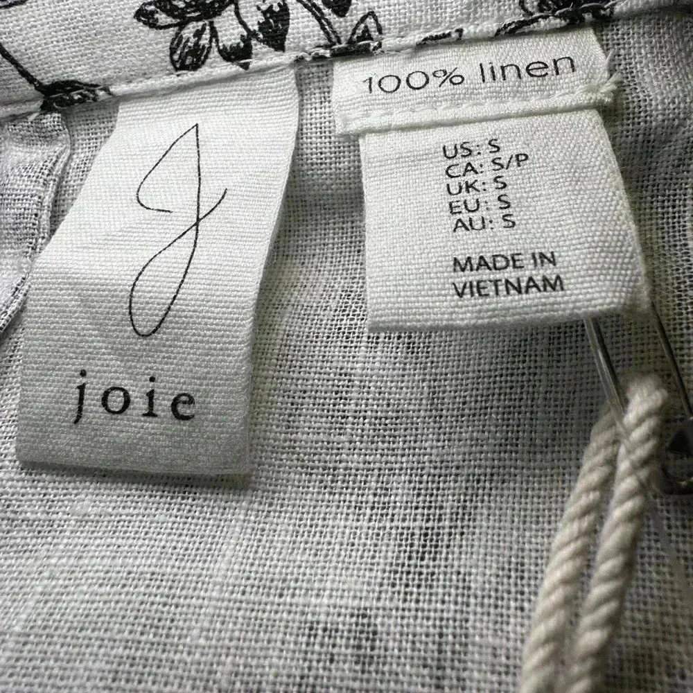 JOIE LINEN BLAZER Grey/White floral print NWT POCKETS SZ S & SZ M notched collar - Picture 7 of 12